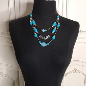 Chico’s Turquoise illusion necklace blue gold Tyra